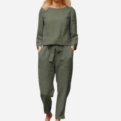 ELENA | Effortless Monochrome Cotton-Linen Set