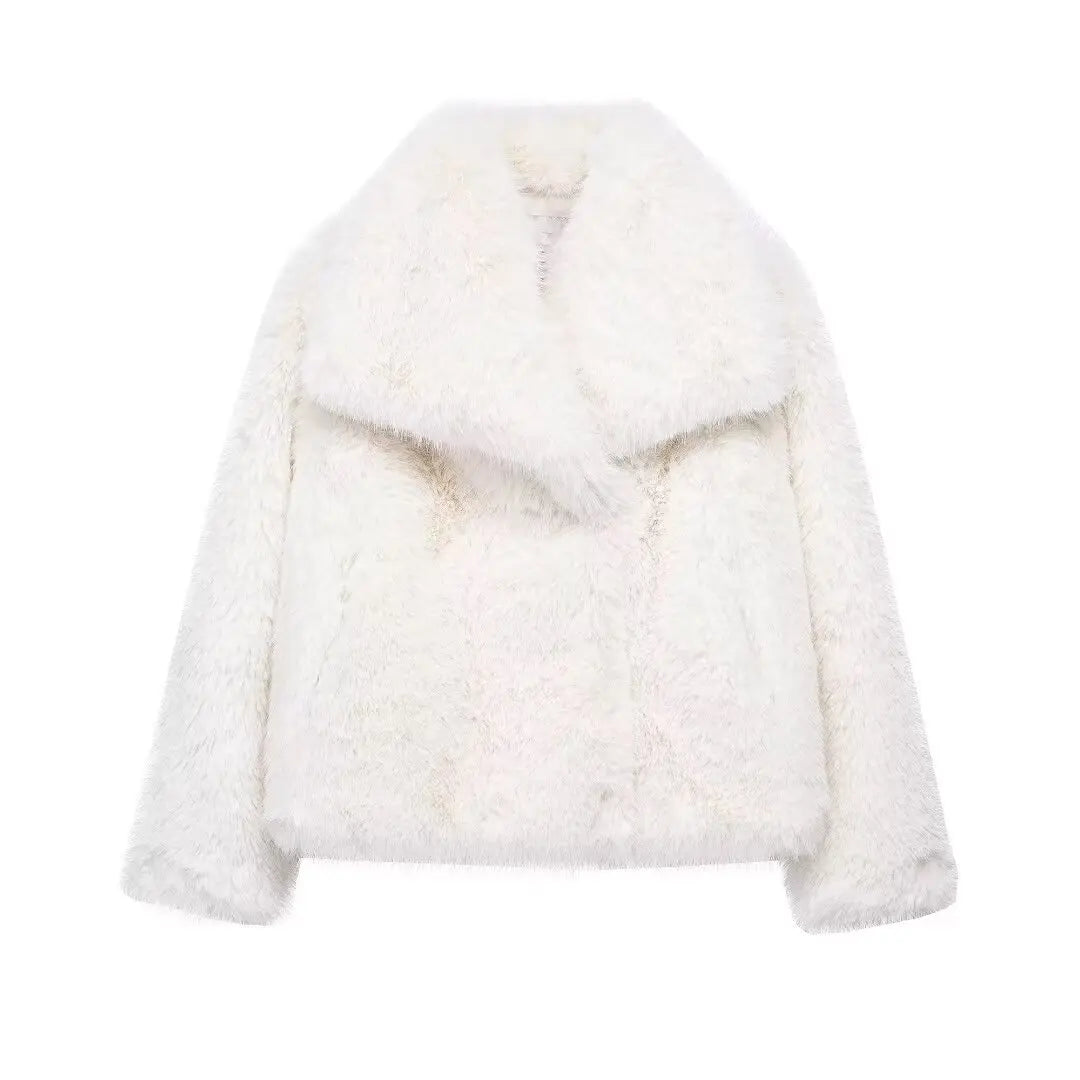  Cropped Faux Fur Jacket Coat 