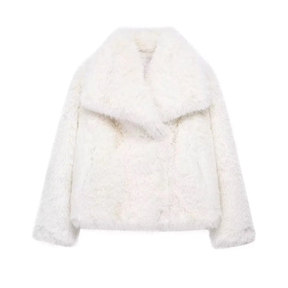  Cropped Faux Fur Jacket Coat 