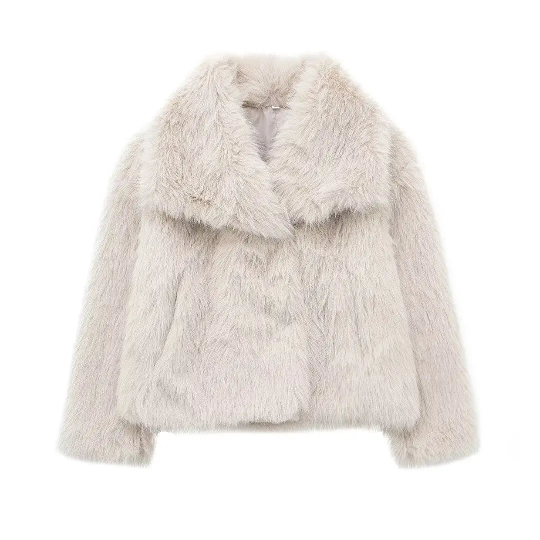  Cropped Faux Fur Jacket Coat 