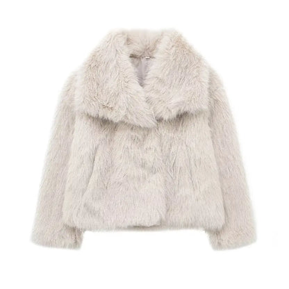  Cropped Faux Fur Jacket Coat 