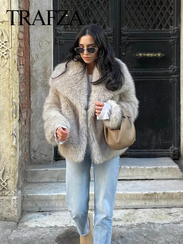  Cropped Faux Fur Jacket Coat 