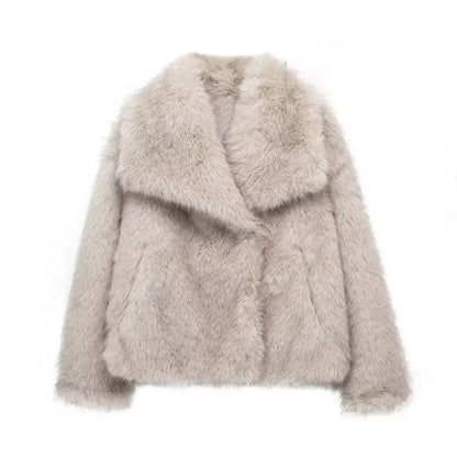  Cropped Faux Fur Jacket Coat 