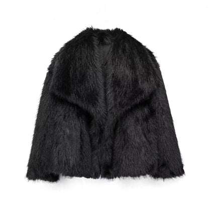  Cropped Faux Fur Jacket Coat 