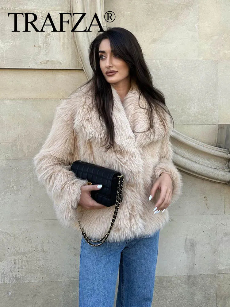  Cropped Faux Fur Jacket Coat 