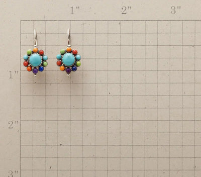 Davina – Multicoloured Turquoise Round Earrings