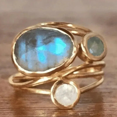 Charisma – Vintage Inlaid Blue Moonstone Ring